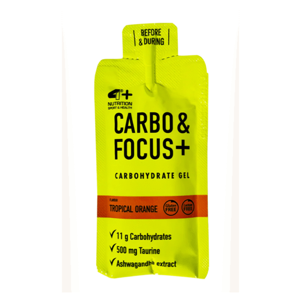 4+ Nutrition Carbo & Focus+ energetinis gelis Tropical orange