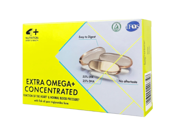 4+ Nutrition Extra Omega+ koncentruotas omega-3 kompleksas 60 kaps.