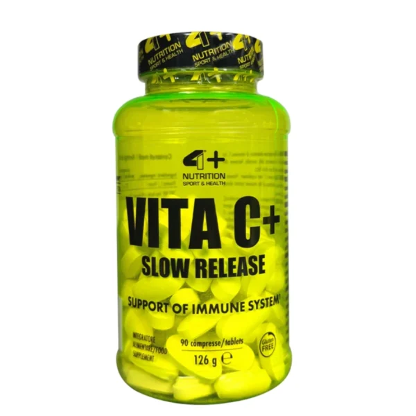 4+ Nutrition Vita C+ lėto veikimo maisto papildas 90 tab.
