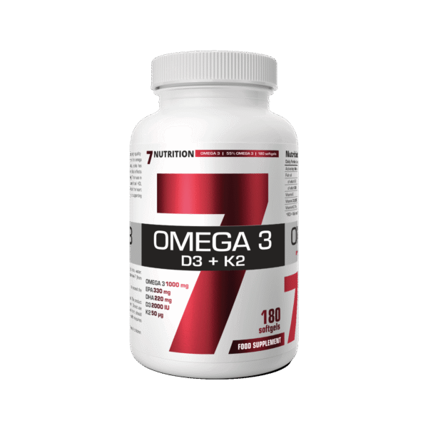 7 Nutrition Omega 3 55% Vitaminai D3+K2 180 kaps.