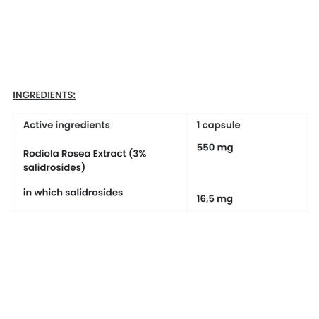 7 Nutrition Rhodiola Rosea maisto papildas 60 kaps. - Image 2