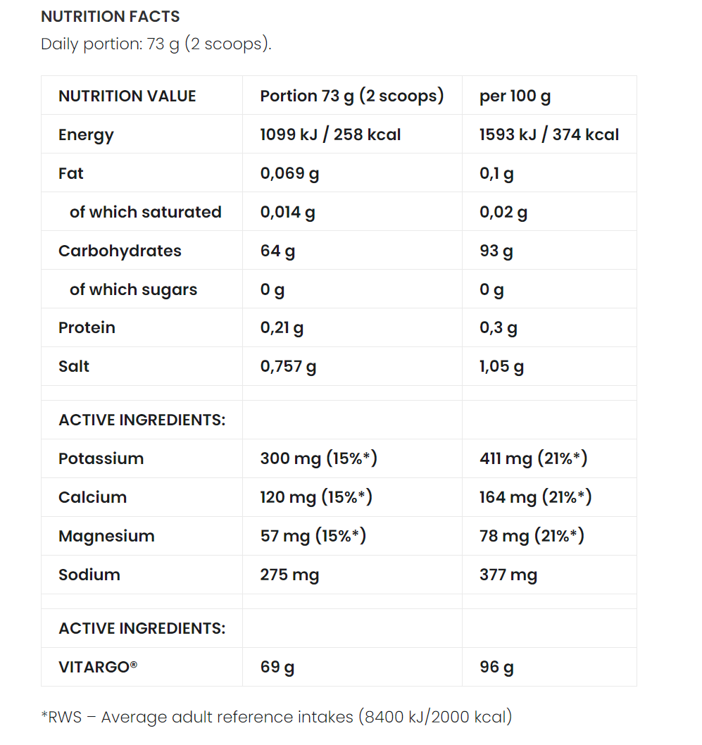 7 Nutrition Vitargo EL angliavandenių papildas 1022g - Image 2