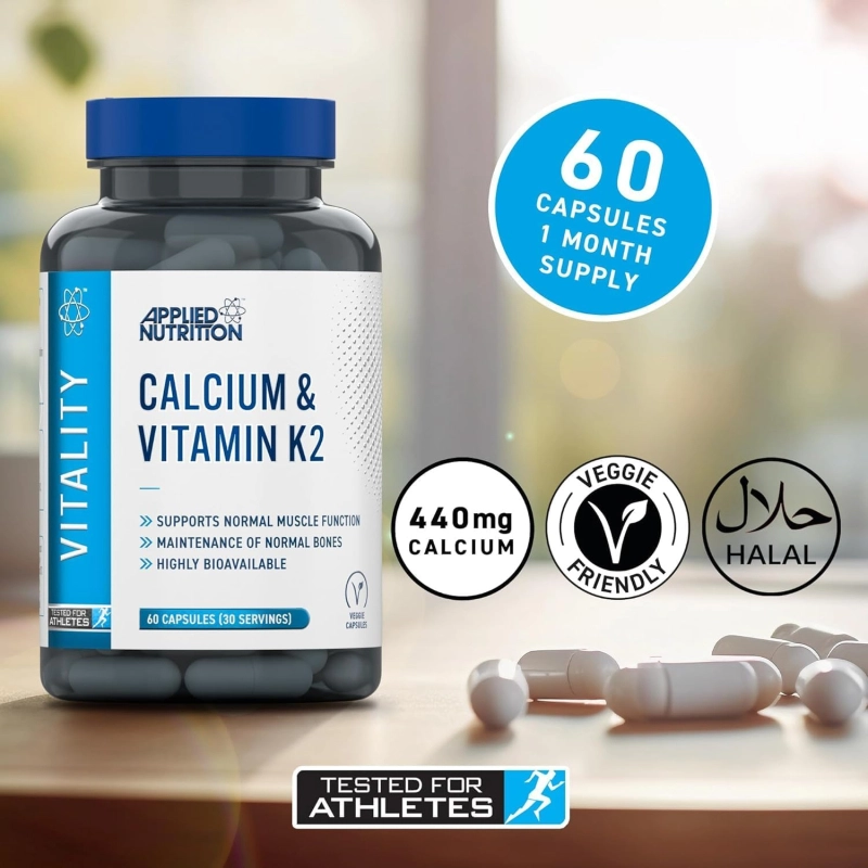Applied Nutrition Calcium & Vitamin K2 maisto papildas 60 kaps. - Image 3