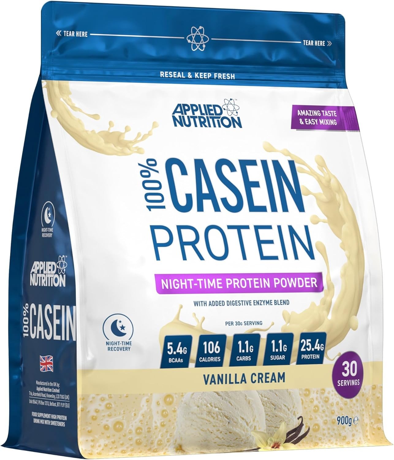 Applied Nutrition Casein Protein baltymų kompleksas 900g - Image 3