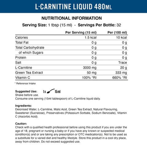 Applied Nutrition Liquid L-Carnitine maisto papildas 480ml - Image 3