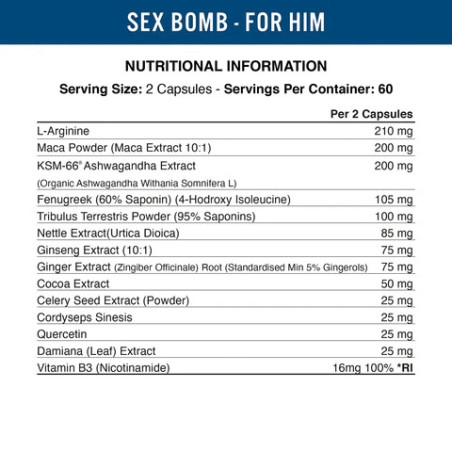 Applied Nutrition Sex Bomb For Him maisto papildas 120 kaps. - Image 2