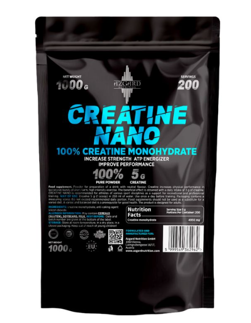 Azgard Creatine Nano pažangus kreatino monohidratas 1kg