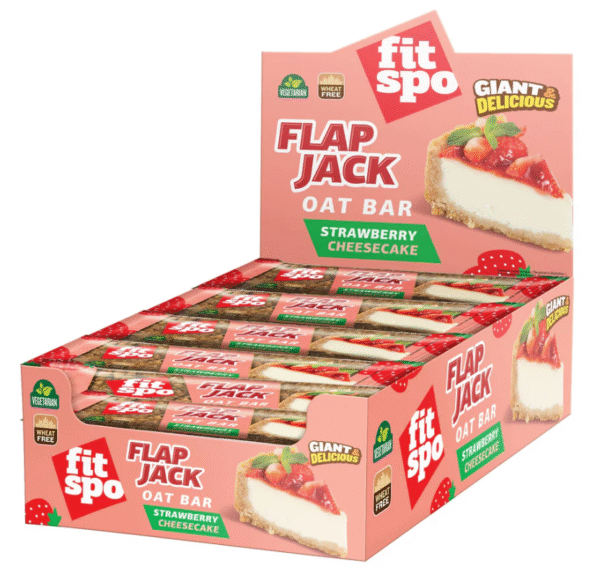 FitSpo Flap Jack batonėlis Strawberry Cheesecake