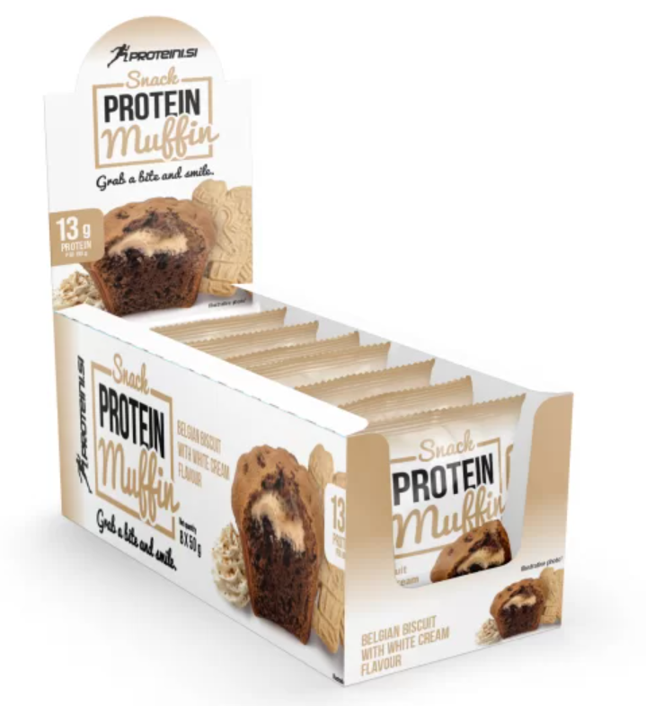 Proteini.si Muffin Belgiško sausainio ir baltojo kremo skonio