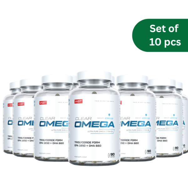 VAST Clear Omega žuvų taukai 90 kaps. x10 PACK