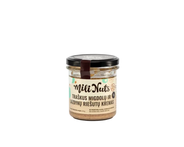 Mili Nuts Traškus migdolų ir lazdynų riešutų kremas